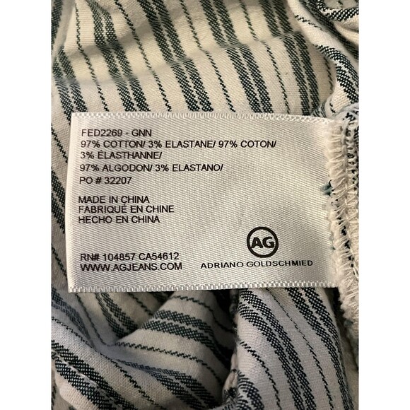 AG Adriano Goldschmied Dress Womens Medium Blue White Striped Off Shoulder Shift - Picture 8 of 9